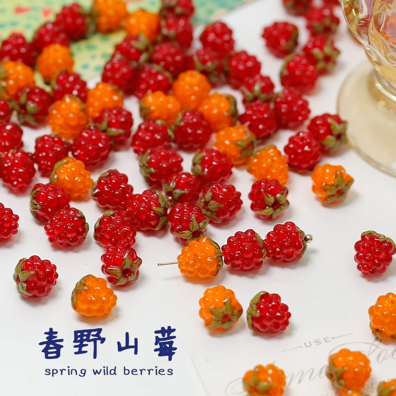 

Plump Raspberry Fruit Handmade Glass Beads DIY Hand-made Earrings Jewelry Accessories Necklace Bracelet Beading Material 1PCS