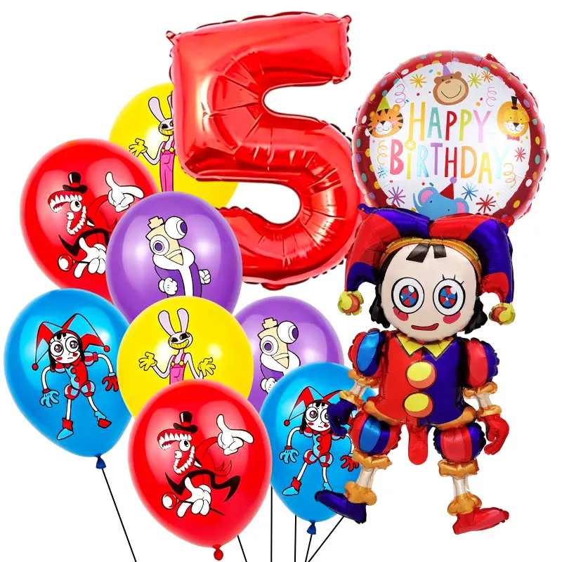 Het geweldige digitale circus Verjaardagsdecoratie Servies Beker Borden Servet Ballonset Banner Achtergrond Cadeauzakjes Feestartikelen