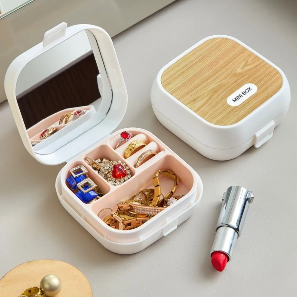Portable Jewelry Box Large Capacity Container Square Storage Box Plastic with Compartment Small Desktop Organizer Travel
