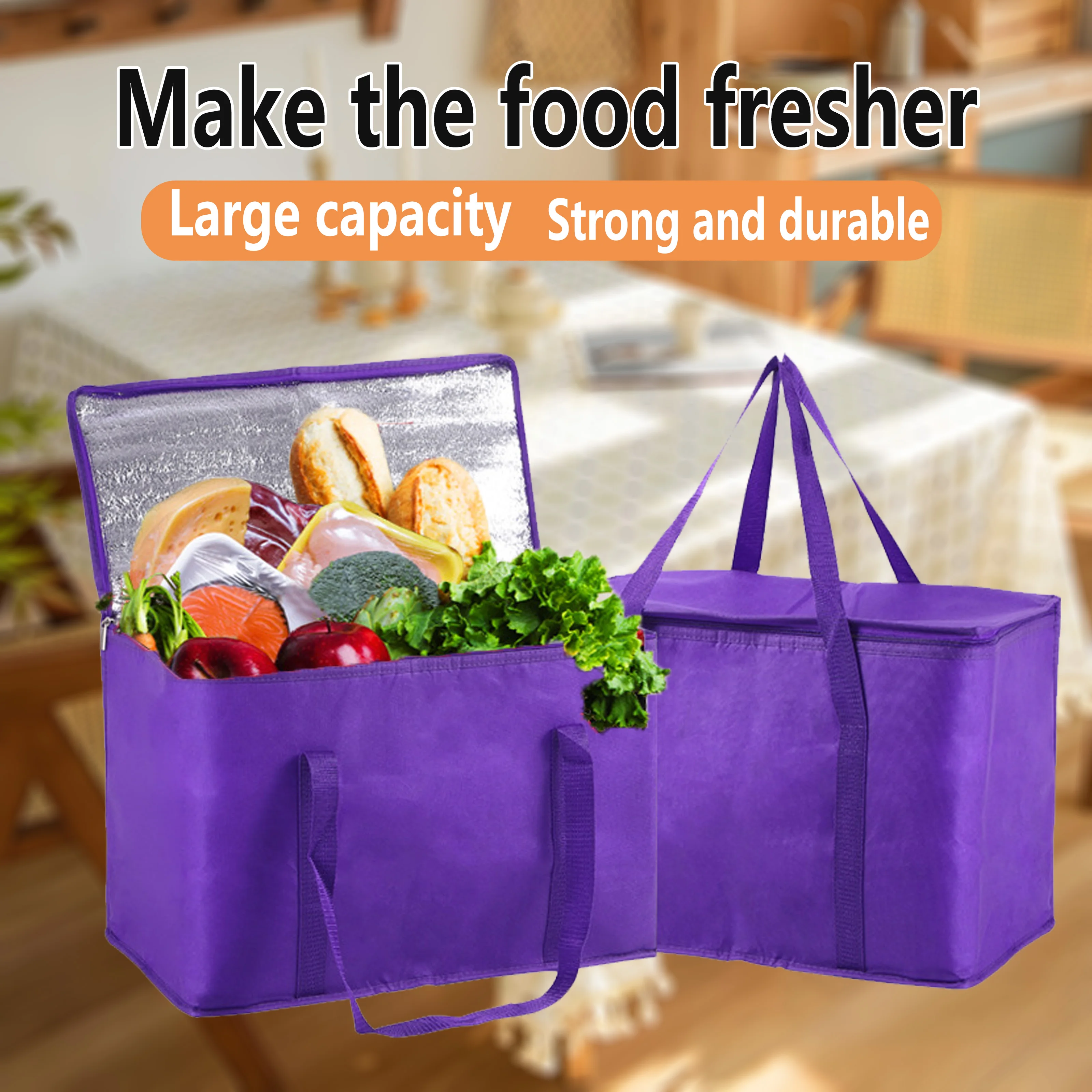 

Non-Woven Aluminum Foil Insulation Bag Large Capacity Portable Car Takeaway Outdoor Insulation Safety Bag Durable