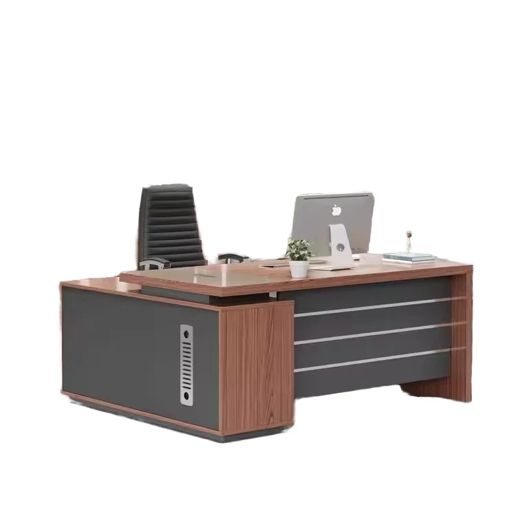 

Wholesale Living Room Furniture MDF Ceo Office Desk Boss Table L Shape Executive Desk With Side Cabinet