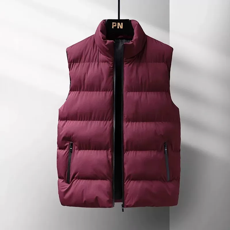 Loose Fit Men's down Vest Zipper Style High Street Casual Jacket Polyester Fiber Youthful Fashion Daily Wear Thickened