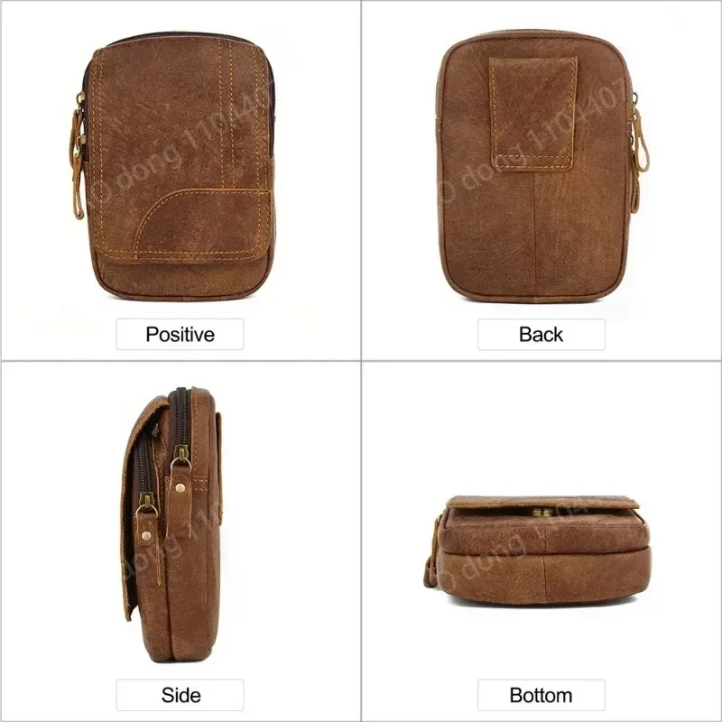 Yao Dong Genuine Leathe Men's Belt Bag Waist Pack Male Vintage Cigarette Case Bum Bag Fanny Pack Casual Cowhide Waist Bag New