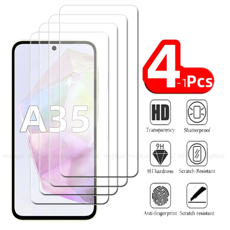 

1-4Pcs For Samsung A35 Glass Samsung Galaxy A35 Tempered Glass Protecitve 9H HD Transparent Clear Screen Protector Samsung A35