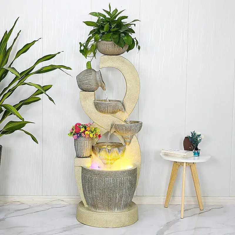 Flowing water makes money ornament living room European fountain water circulation floor home decoration office lucky humidifier