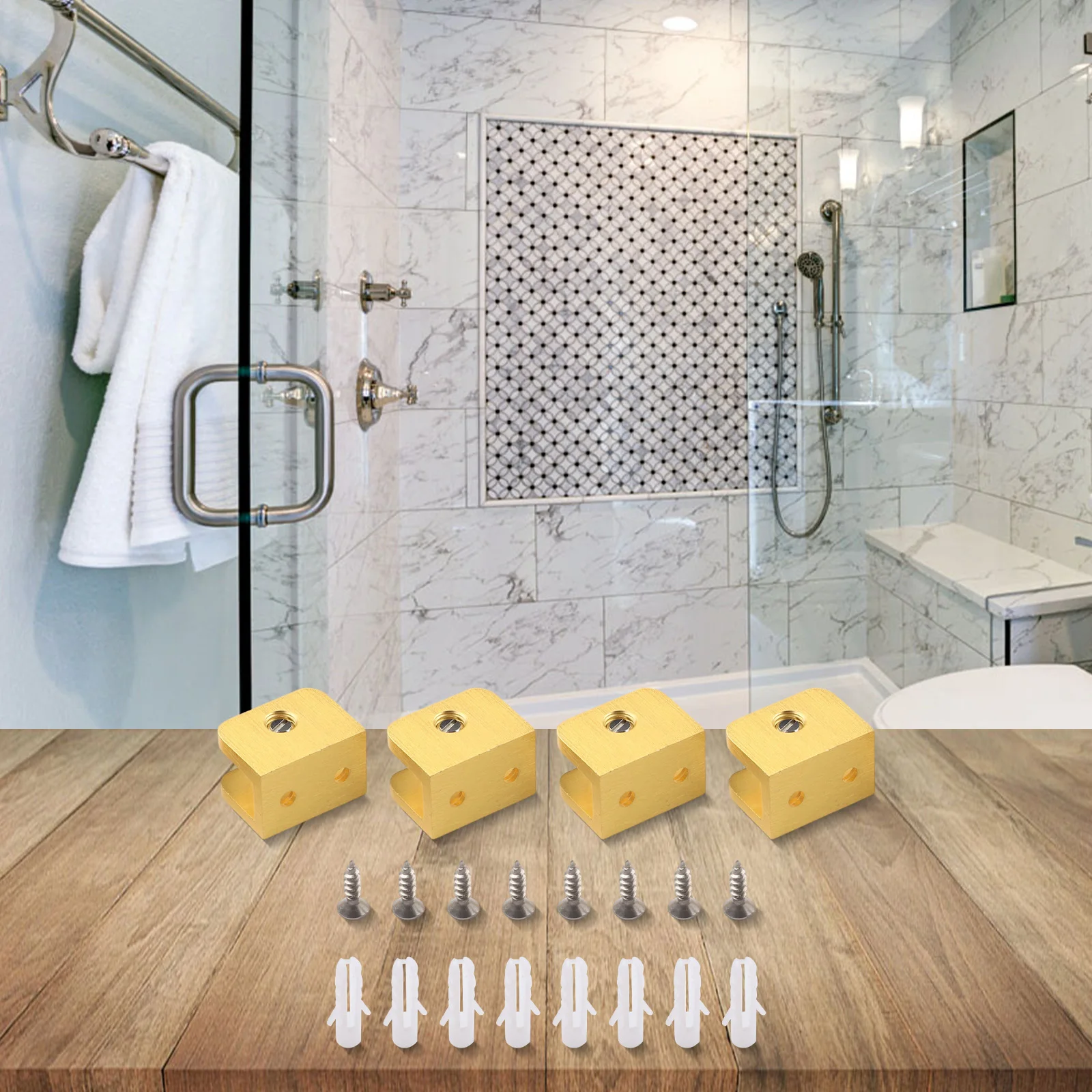 Interior Design Gold Copper Glass Clamp Adjustable Glass Shelf Clip Brushed Finish Clip Wide Application Range