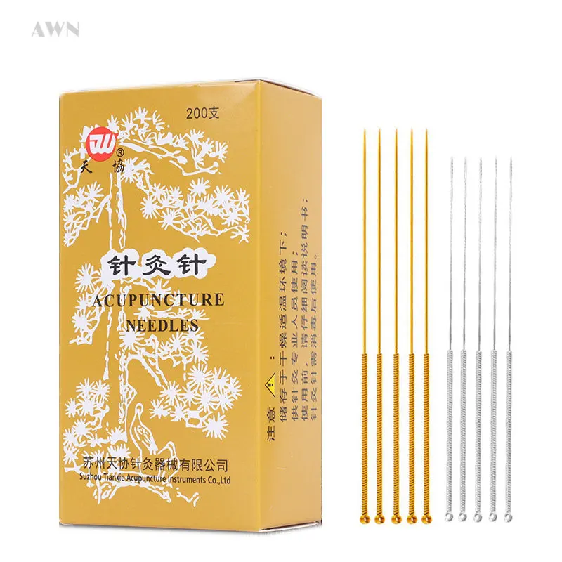 

200pcs Non-Disposable Gold-plated Surface/Silver Plated Handle Acupuncture Needle Reusable Body Health Care Guasha Massager