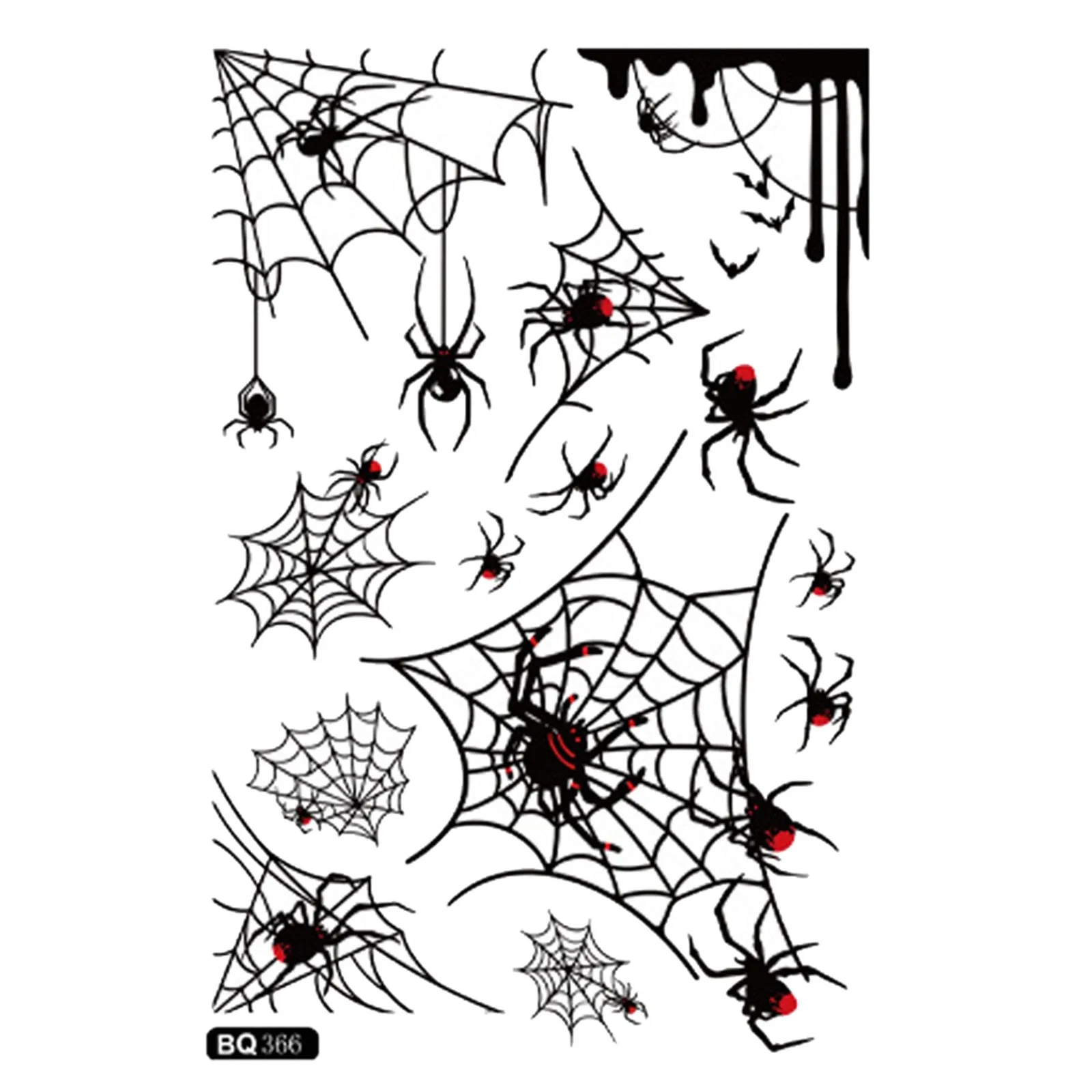 Halloween Static Window Stickers Terrifying Vampire Bat Spider Web Stickers Glass Door Sticker Happy 2024 Halloween Party Decor.