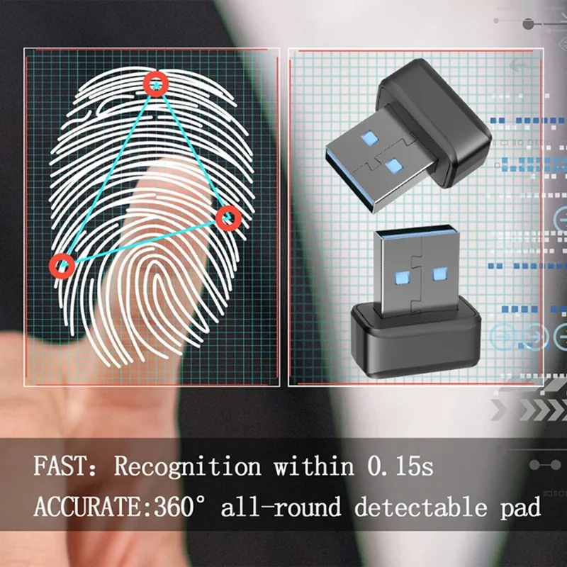 USB Fingerprint Key Reader U2F Biometric Fingerprint Scanner Anti-Spoofing Biometric Mini Security Key Dongle Easy To Use