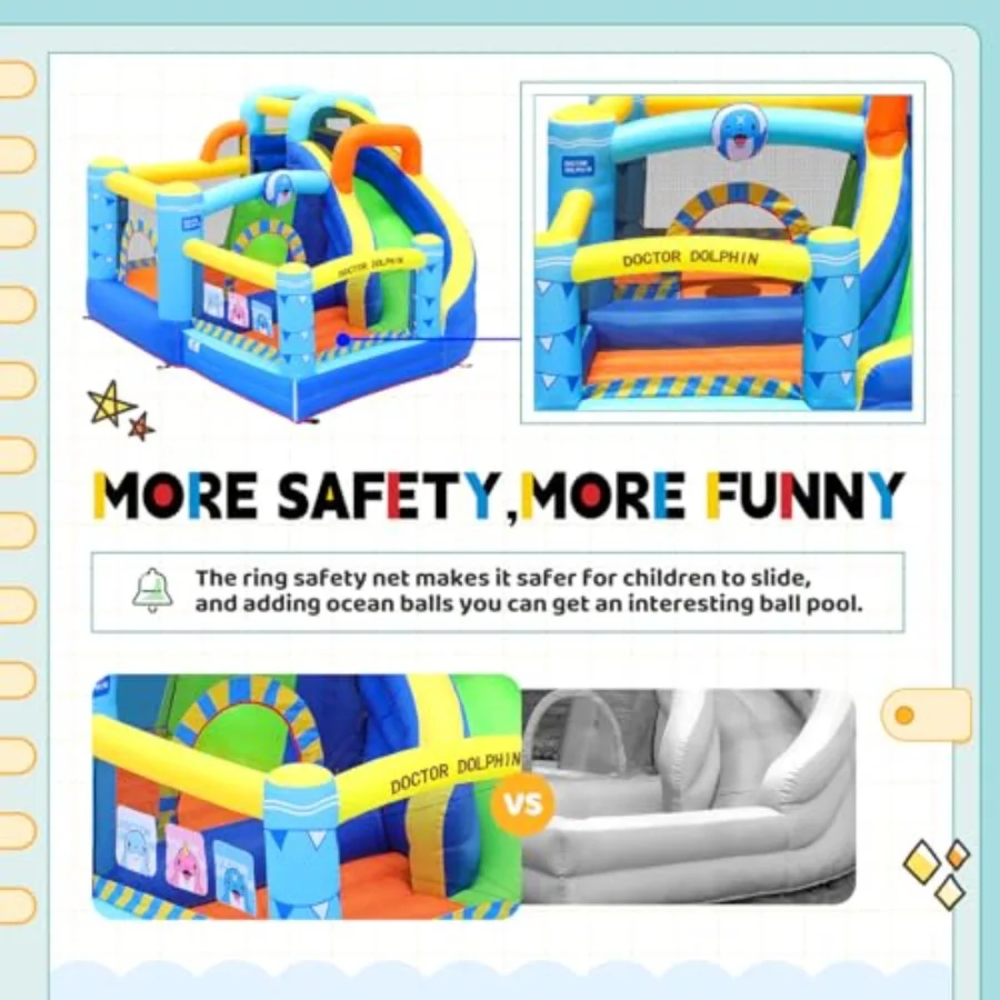 Inflatable Bounce House for Kids, Indoor Bouncy House, Inflatable Bouncy Castle, Kids Bounce House with Slide, Jump House Outdoo