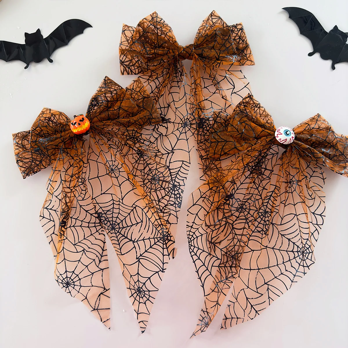 Spooky Halloween Hair Clip Gothic Spider Web Skull Ghost Mesh Hair Accessories For Women Girls Witch Party Scary Cute Decoration
