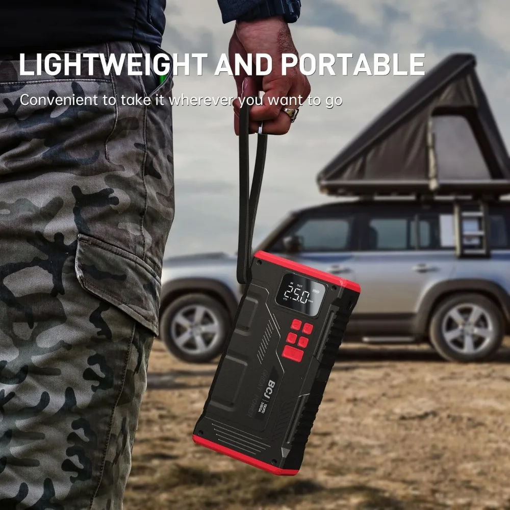 BCJ سيارة الانتقال كاتب مع ضاغط الهواء، بطارية الانتقال كاتب المحمولة 3000A الذروة 150PSI منفاخ الإطارات الرقمي، بطارية السيارة Cha