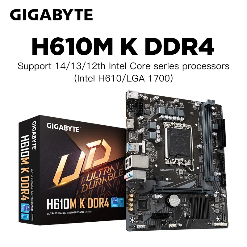 GIGABYTE H610M-K D4 carte mère Intel H610 Socket LGA1700 DDR4 64GB PCI-E 3.0 M.2 SATA III USB3.2 H610 carte mère GIGABYTE H610M-K D4 carte mère Intel H610 Socket LGA1700 DDR4 64GB PCI-E 3.0 M.2 SATA III USB3.2 H610 carte mère