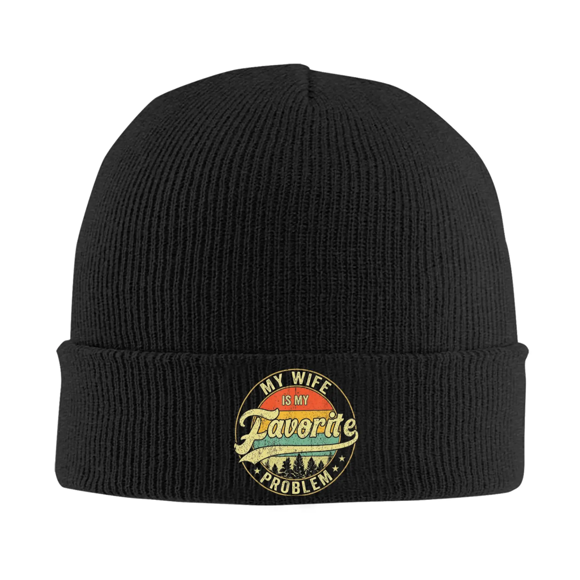 My Wife is My Favorite Problem Funny Retro Vintage Beanie Hats  Bonnet Hats Unisex Adult Vintage Hippie Skullies Warm Soft Caps