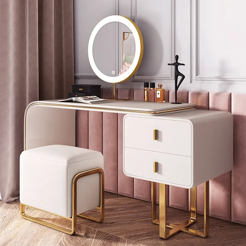 for Light Luxury Dresser Bedroom Modern Simple Makeup Table Combination Italian Minimalist Nordic Leather Art Dresser