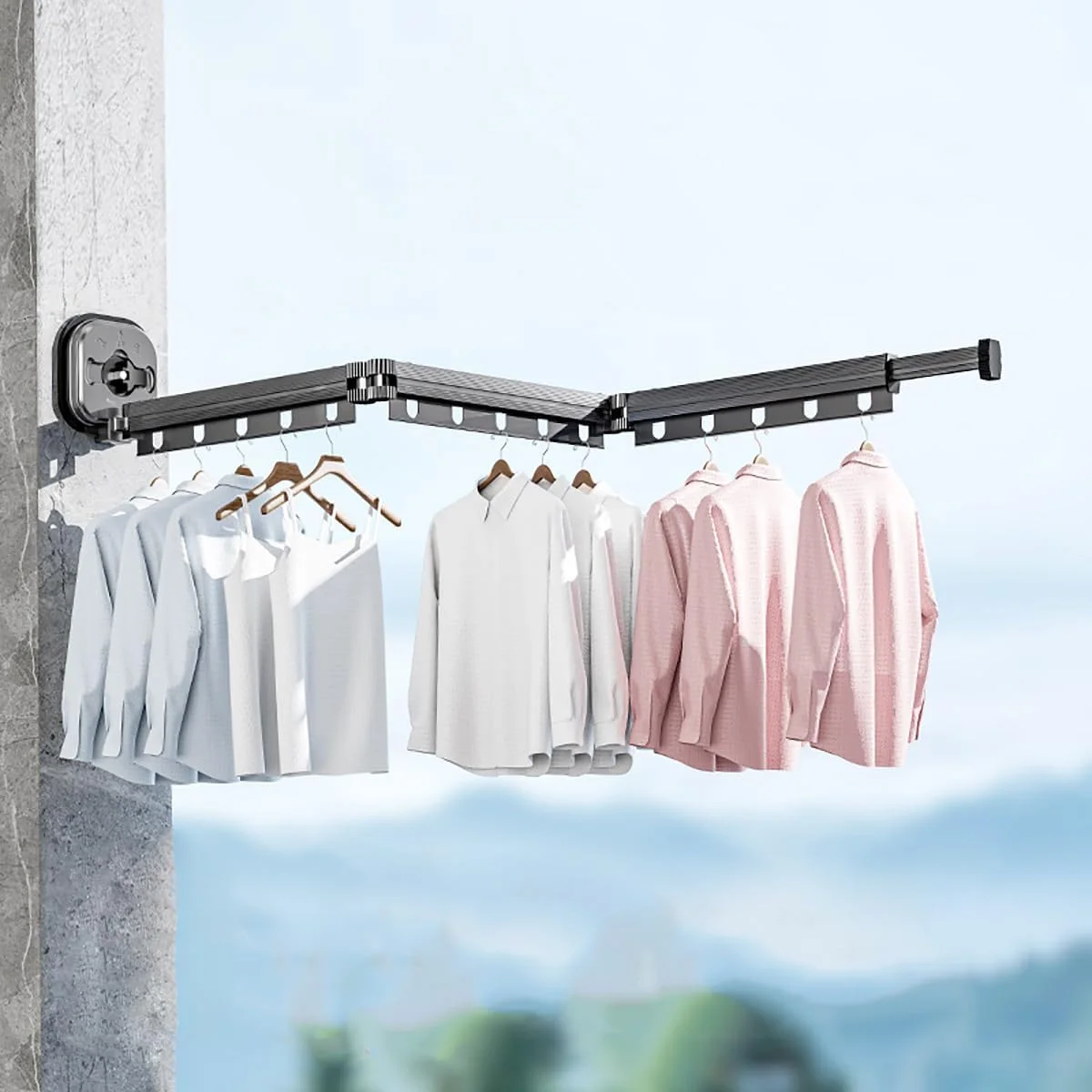 Suction Cup Clothes Drying Rack Retractable Clothesline Collection Strong Powerful No Punching Wall Mount Folding Clothes Hanger