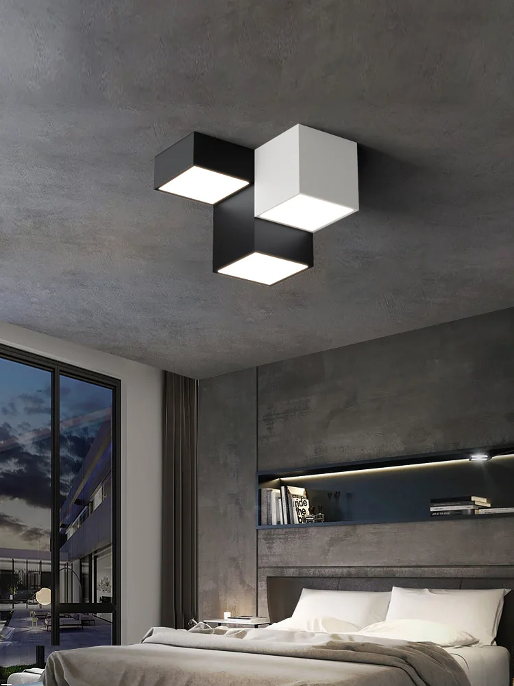 simples moderno nordic quarto lampada do teto luz do quarto principal lampada preto e branco mudanca de cor criativa luz novo 01