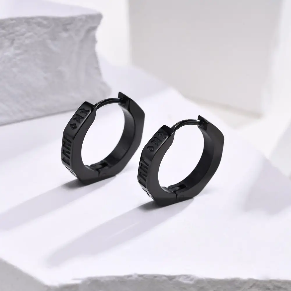 Hip Hop Men Hoop Earrings Cool Ear Buckle Korean Style Huggie Hoop Earring Stainless Steel Street Wear Men
