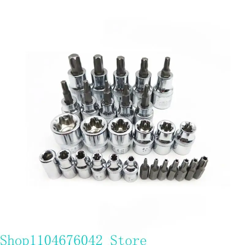 5asd 29 Teile Torx Sternbit -Sockel -Set männlicher weiblicher Torx -Stern -Sockel & Bit Set E & für T -Steckdosen mit TORX Bit