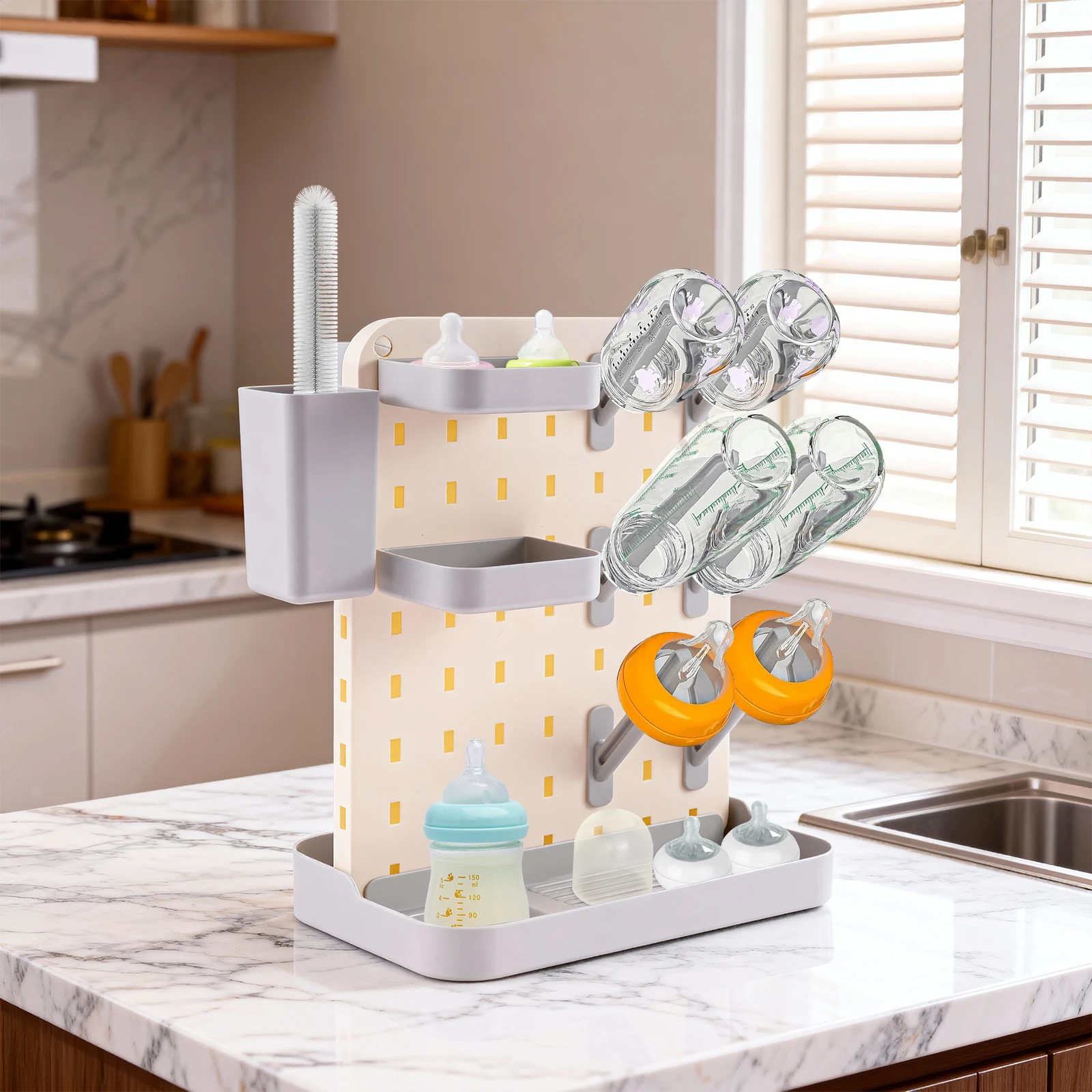 

Baby Bottle Organizer Drying Stand Bottle Drying Rack Space Saving Countertop Bottle Storage Rack for Baby Bottles and Water Cup