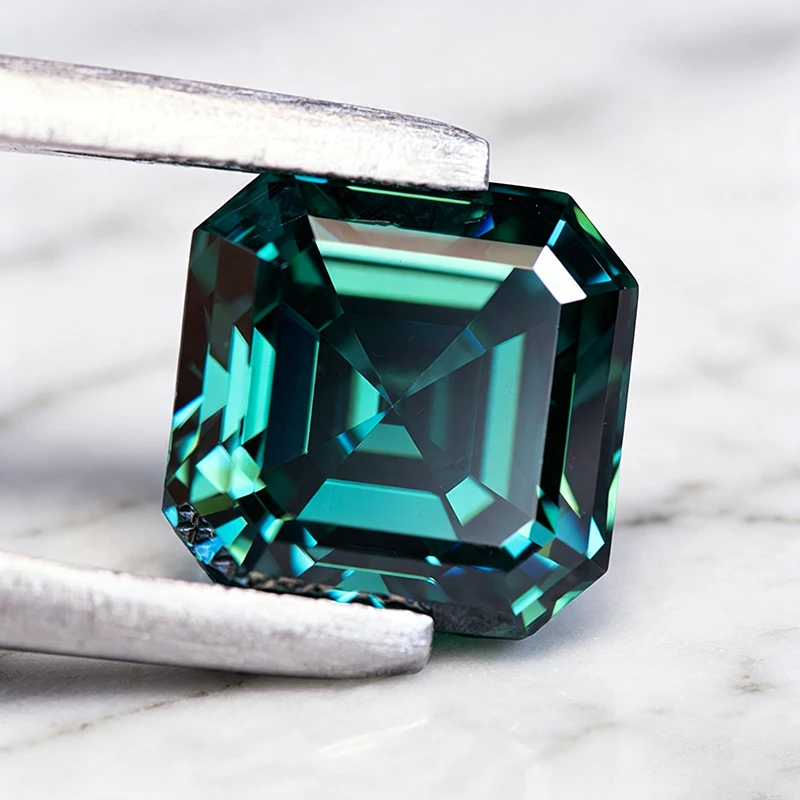 Moissanit-Stein, natürlicher Smaragdgrün, Asscher-Schliff, Edelstein für Charms, Schmuck, Ringe, Ohrringe, Herstellungsmaterialien mit Zertifikat – Detail 5