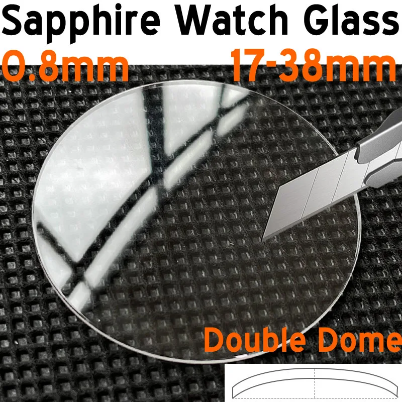 0,8 mm Doppelkuppel-Saphir-Uhrenglas 17 mm bis 38 mm Ersatzrundglas für Uhren Reparaturwerkzeuge und -teile