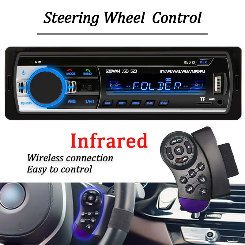 Car Radio 1din Stereo Multimedia MP3 Player Digital Bluetooth FM Audio Music USB With In Dash AUX Input