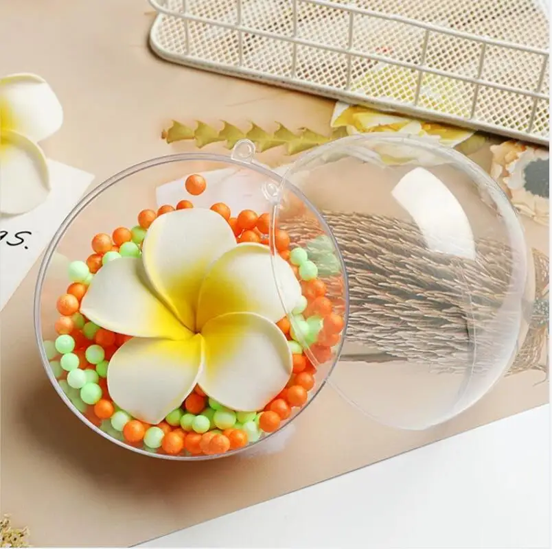 10Pcs Transparent Balls Acrylic Clear Hanging Open Plastic Round Ball Fillable Ornaments Party Wedding Xmas Decorations 4/6/8cm