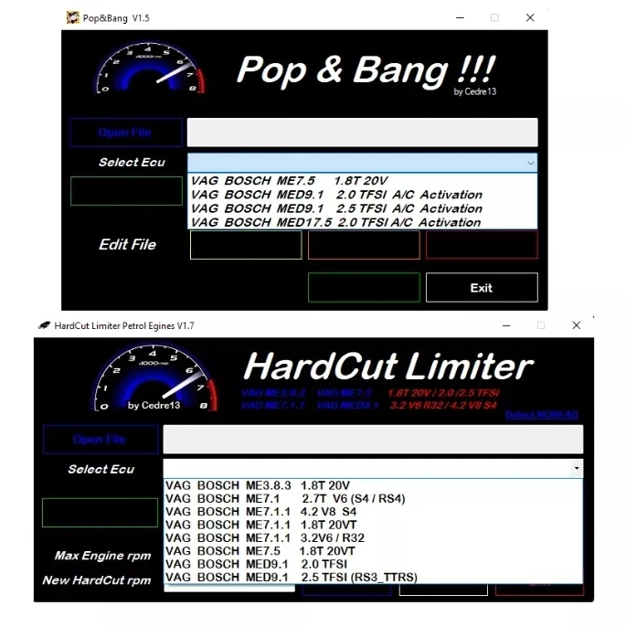 ECU Software 6 IN 1 PACKAGE HardCut Limiter Diesel + Petrol Engine UltraCuttr + Pop&Bang + HARDCUT VMAX + HotStartr + QLaunchr