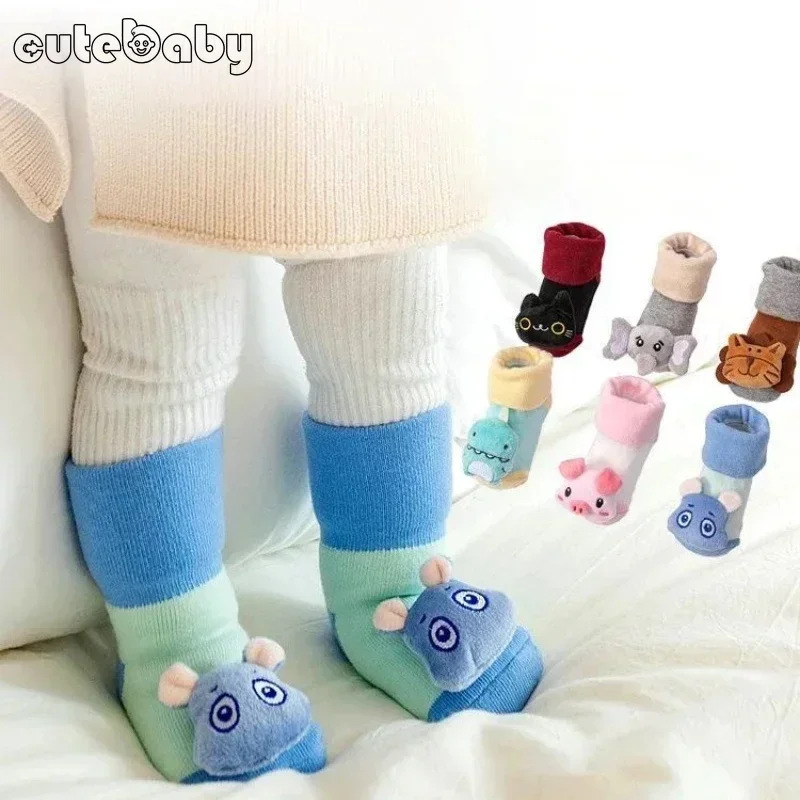 Spring Autumn Cartoon Baby Socks For Girl Boys Dinosaur Lion Anti Slip Soft Cotton Indoor Floor Sock Shoes for Infant 0-12Months