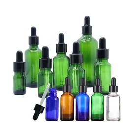 5 uds 5-100ml botellas cuentagotas de vidrio para aceites esenciales con botella de vidrio ámbar con cuentagotas viales de tintura de viaje a prueba de fugas