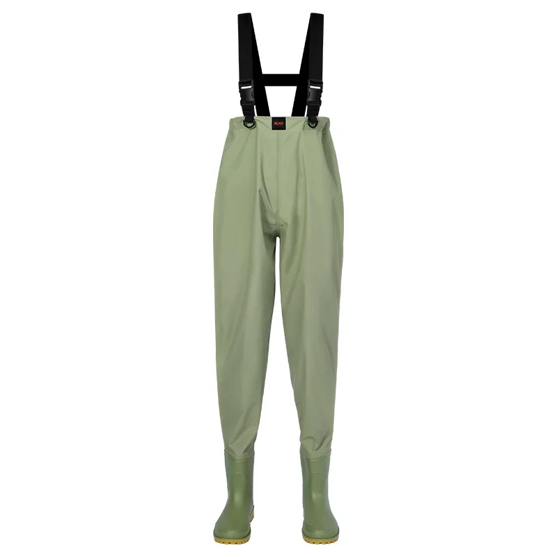 Fishing Wader Pants With Boots Set Adult Men Women Waist-Lenght Hunting Rice Transplanting PVC Waterproof Trousers Overalls Suit