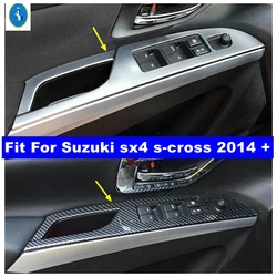 ガラスリフトボタン,装飾パネルカバー,マットカーボンファイバーアクセサリー,Suzuki sx4 s-クロス用トリム,2014-2022