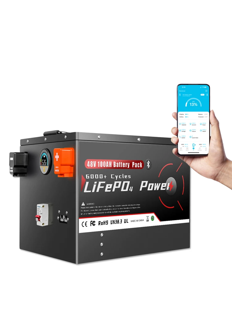24V 100Ah 200Ah LiFePO4 Batteriepack mit Bluetooth BMS, Klasse A, 6000+ Deep-Cycle-Zyklen für Solar-Heimspeicher, Wohnmobile, Boote, Wechselrichter, PV