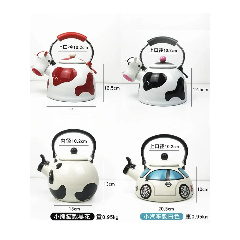 Whistle Kettle Cartoon Stainless Steel Color Gas Open Fire Induction Cooker Enamel Coffee Pot