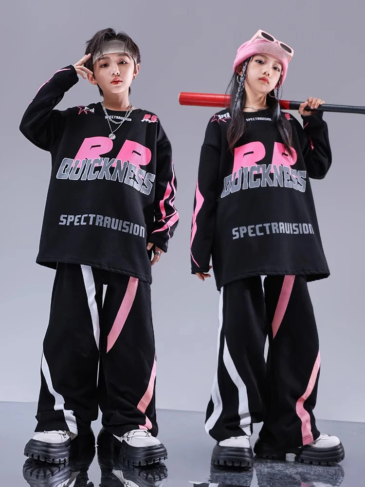 2023 Jazz Modern Dance Costumes For Girls Loose Shirts Cargo Pants Suit Boys Hip Hop Street Dance Wear Stage Clothes DQS14623