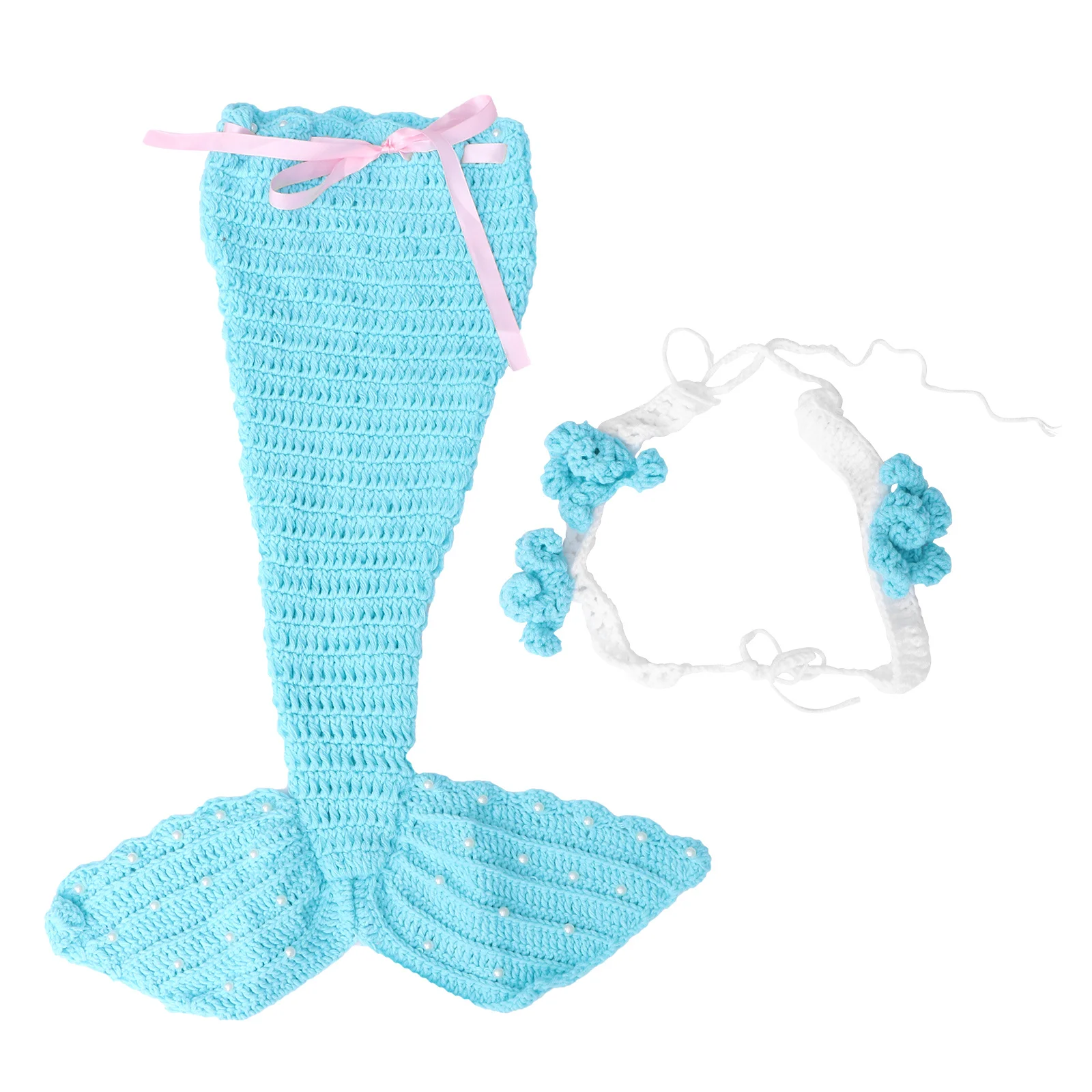 1 مجموعة الوليد حورية البحر ذيل البدلة الطفل زي السماء الزرقاء الحياكة الكروشيه الرضع التصوير الدعائم الطفل تأثيري الدعاوى