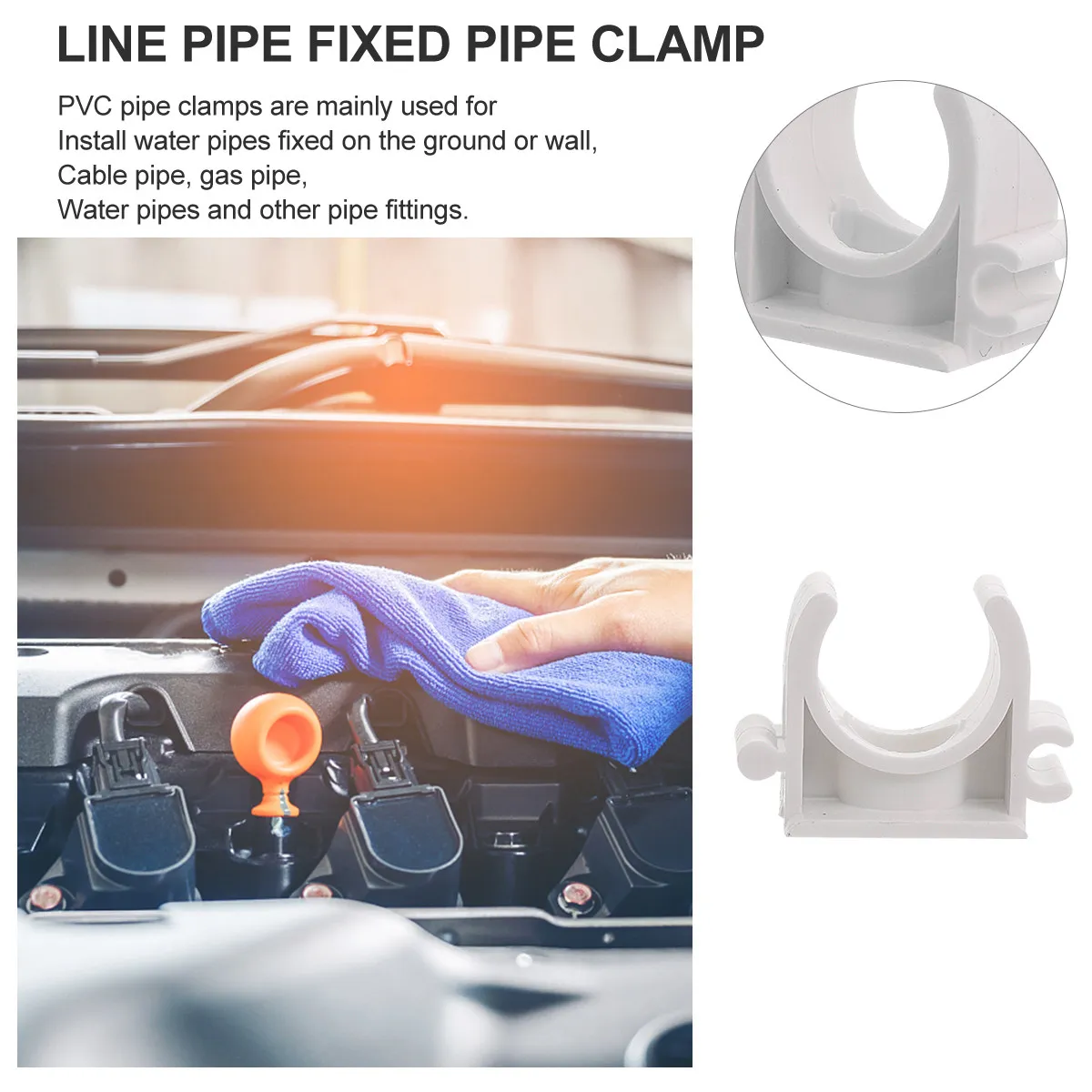 PVC Water Pipe Clamps U-Shaped Support for Plumbing Electrical Gas Lines Wall Floor Fixing Quick Install Tidy Layout Long