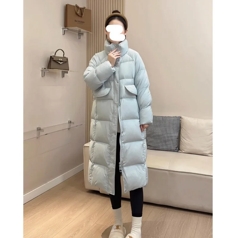 2023New Women Down Jacket Winter Coat Female Medium Style Parkas Loose Intensification Outwear Hin Thin White Duck Down Overcoat