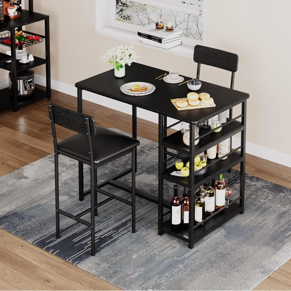 Kitchen Table Set, Dining Table and Chairs for 2, 3 Piece Dining Room Table Set with 2 Upholstered Chairs, Customized
