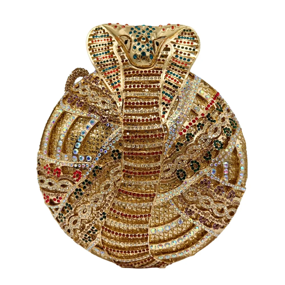 

2025 Style Cobra Wedding Diamond Handbag Fashionable Crystal Evening Bag Minaudiere Handbag Dinner Party Clutch Purse