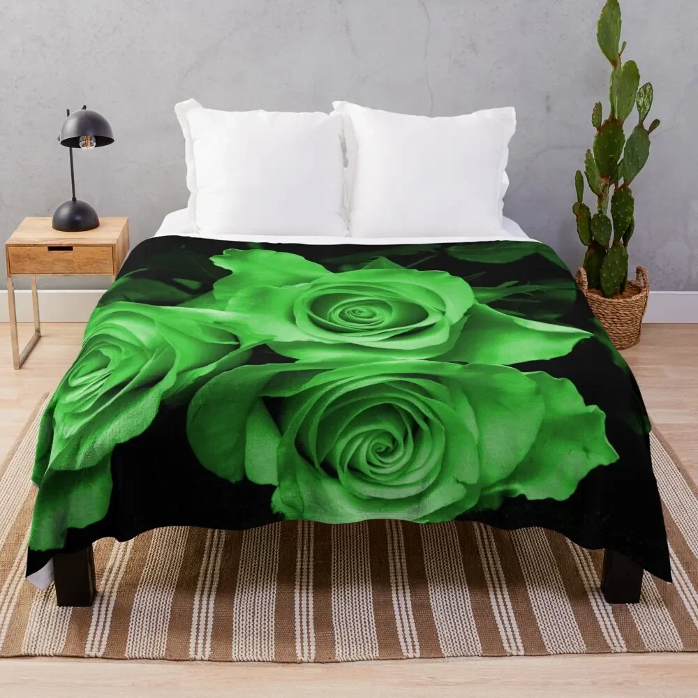 

Rose Garden Green Throw Blanket Plush Heavy blankets and throws cosplay anime Blankets