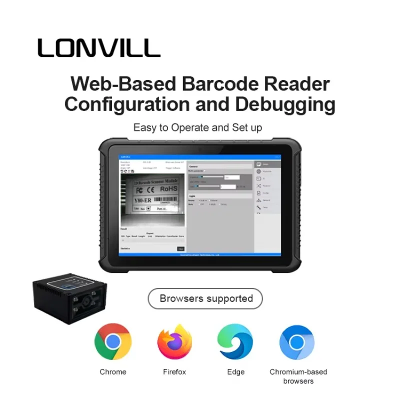 LONVILL 2D transportador automático de código de barras lector de código de barras fijo con cable RS232 inventario escáner de código de alta velocidad