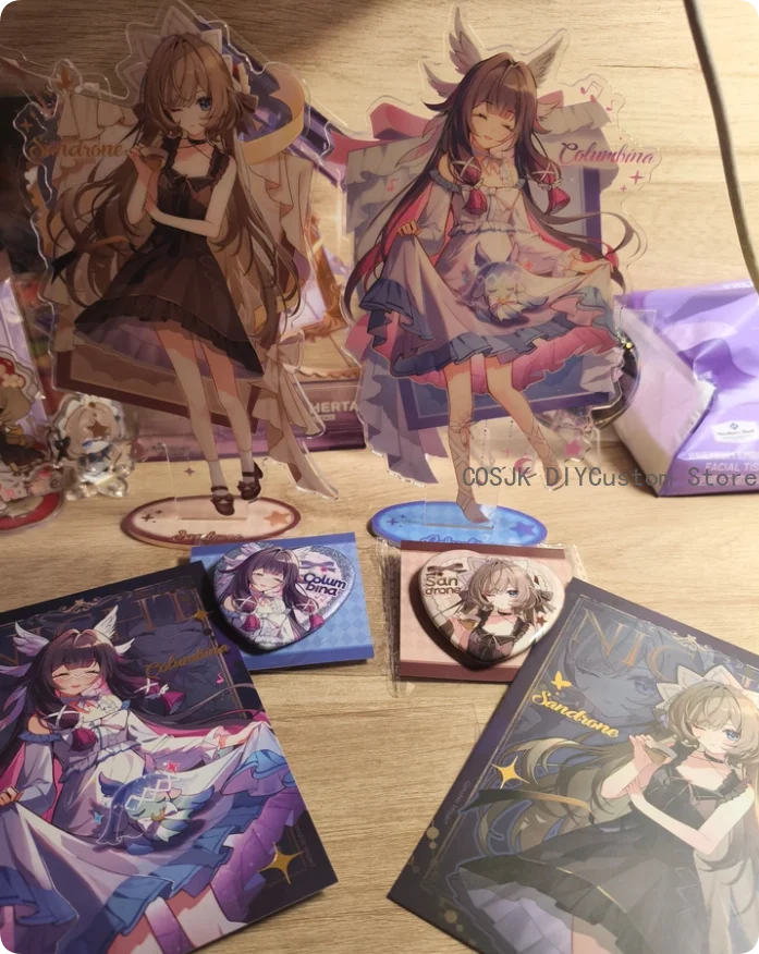 Badge, figurine, carte postale, pendentif sonore, support acrylique, série pyjama Columbina Sandrone, Genshin Impact, Cosplay, Cadeau