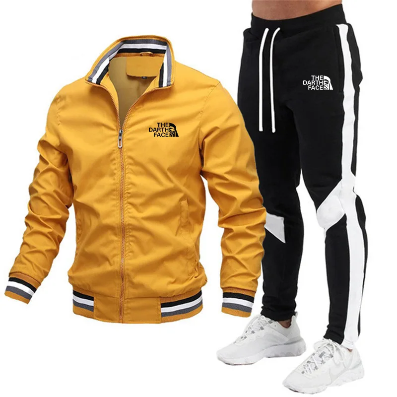 Sportswear masculino conjunto com zíper, gola de pé, correndo, calças de fitness, moletom, moletom, novo, 2022, conjunto