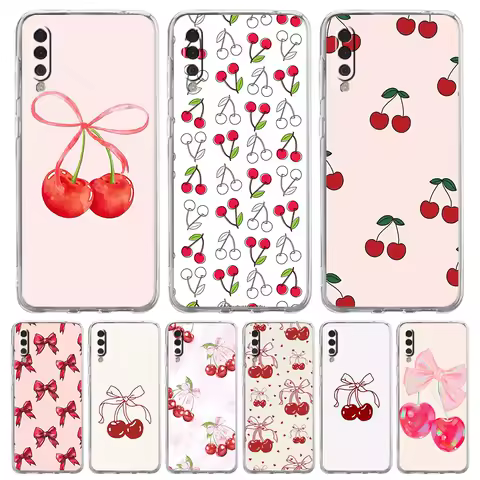 Cute Cherry Bow Phone Case For Samsung A16 A14 A12 A22 A32 5G A34 A42 A52 A54 A50 A70 A30 A40 A20E A10S A20S A02S A04S A06 Cover