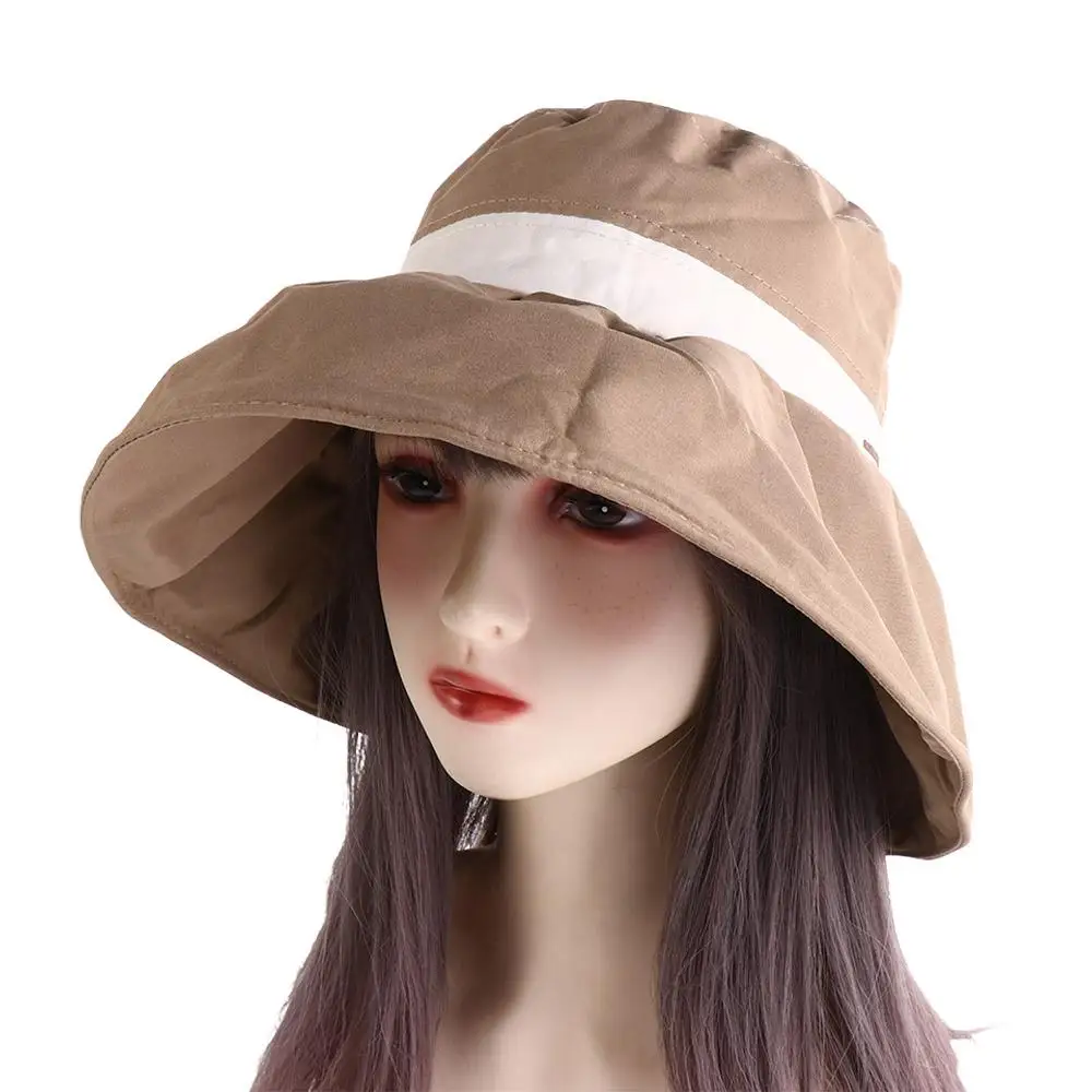 Foldable Cloth Sunscreen Fisherman Hat Large Brim Adjustable Sun Protection Hat Visor Cap Sunscreen Hat Women Bucket Hat Beach