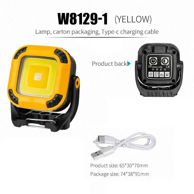 A88E-draagbare LED-werklamp USB oplaadbare lantaarn 180 graden draaibaar autoreparatiewerklamp