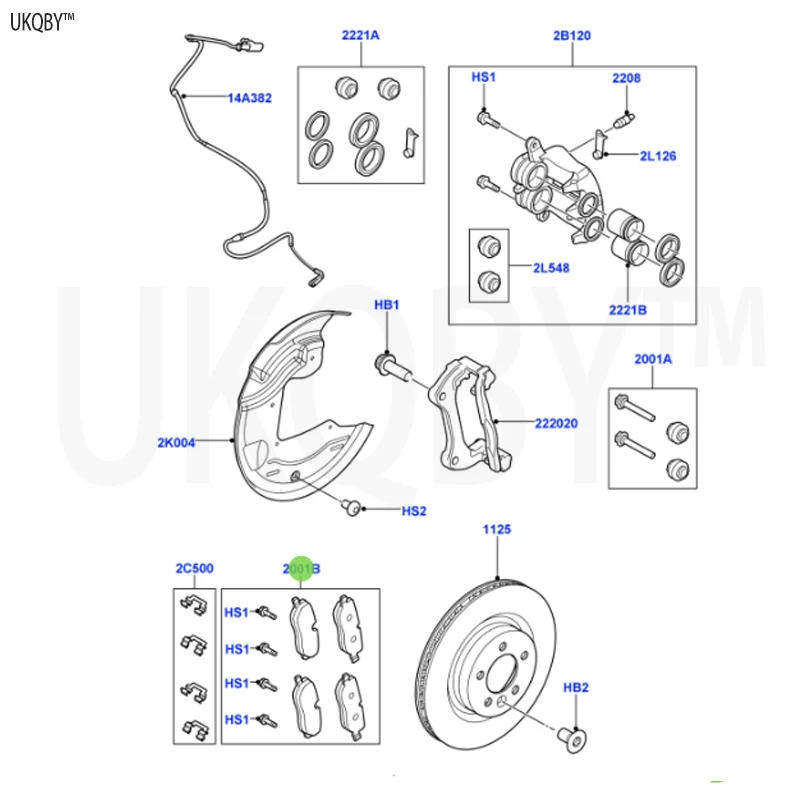 La nd Ro v er Sp or t Ra ng e Ro ve r 2005-2009 LR019618 Repair Kit - Brake Clamp Brake Pads