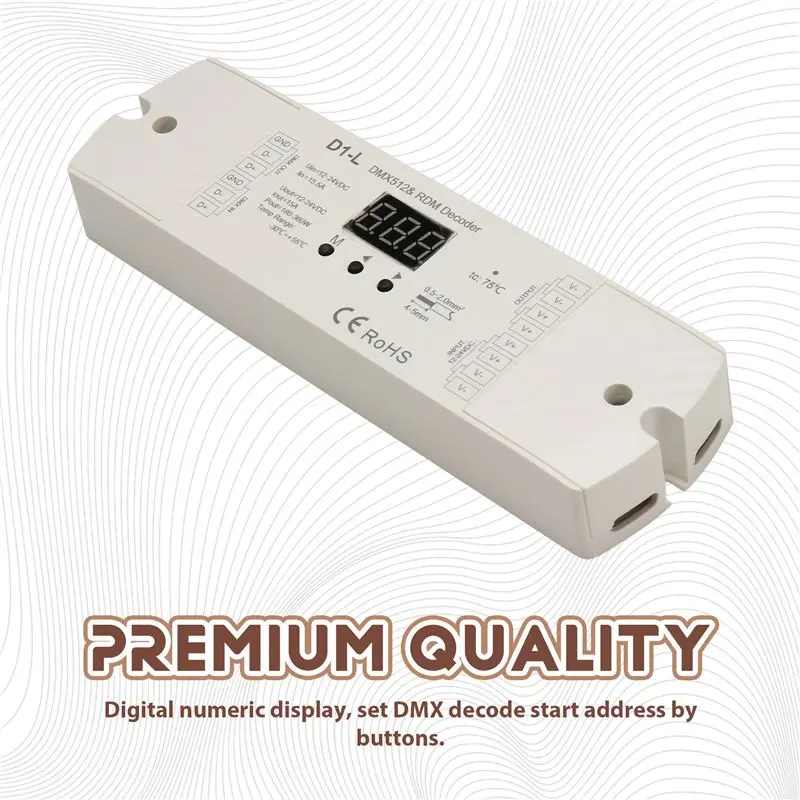 HOT!A72T DMX512 D1-L Monochrome Decoder 1Chx15a 12-24VDC PWM Frequency Controller For Single Color Led Strip Addressable By Push